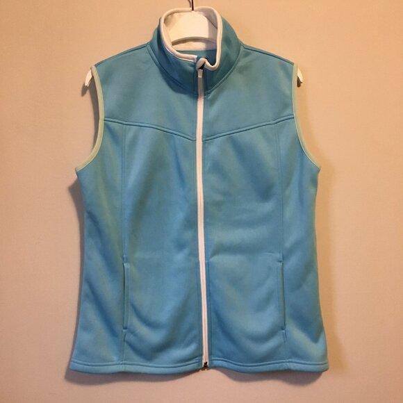 Retro Ice Blue Poly-Flex High Collar Zip Up Vest - Picture 3 of 16